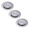 Private Circular Recessed Downlight 3 Pack - Brushed Steel