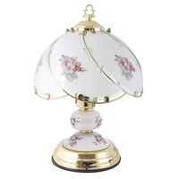 Pulag Touch Sensitive Pink Flower Design Table Lamp - Brass