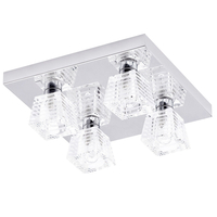 Pyxis K9 Glass 4 Light Bathroom Ceiling Light - Chrome