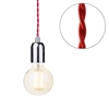 Red Braided Cable Kit with Gold Tint 6 Watt LED Filament Globe Light Bulb - Nickel