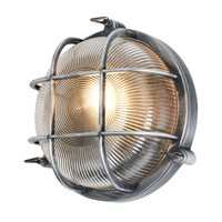 Remy 1 Light Outdoor Caged Round Bulkhead Wall Light - Silver
