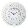Rhombus Circular Mirror Wall Clock with Glass Studs - Silver