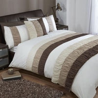 Ruffle Striped King Size Bet Set - Natural