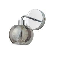 Seren 1 Light Smoke Glass Bathroom Wall Light - Chrome