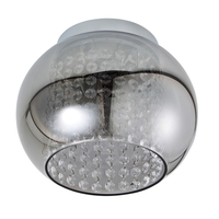 Seren 2 Light Smoke Glass Bathroom Flush Ceiling Light - Chrome