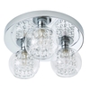 Seren 3 Light Clear Glass Bathroom Flush Ceiling Light - Chrome