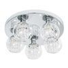Seren 5 Light Clear Glass Bathroom Flush Ceiling Light - Chrome