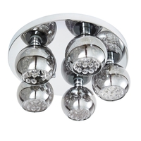 Seren 5 Light Smoke Glass Bathroom Flush Ceiling Light - Chrome