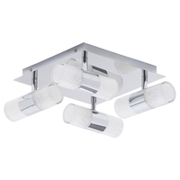 Settle Bathroom LED 8 Light Flush Ceiling Spotlight Plate with 4 Heads - Chrome