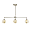 Sitara 3 Light Diner Pendant with Champagne Glass Shade - Satin Nickel
