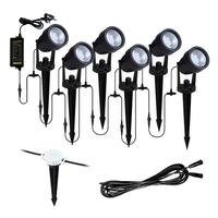 Sitka 6 x 3 Watt LED Outdoor Garden Spike Kit with 5m Cable and Photocell Sensor - Black