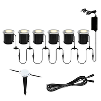Sitka 6 x 3 Watt LED Outdoor Recessed Deck Kit with 5m Cable and Photocell Sensor - Black