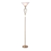 Spiral Floor Lamp With Alabaster Glass Shade - Antique Brass