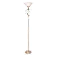 Spiral Floor Lamp With Alabaster Glass Shade - Antique Brass