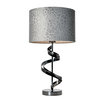 Spiral Table Lamp with Grey Giraffe Flock Shade - Black