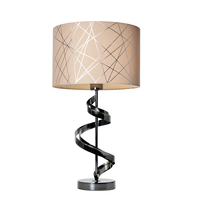 Spiral Table Lamp with Mocha and Silver Shade - Black