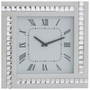 Square Clock with White Mirrored Glass Frame - White
