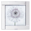 Square Mirror Picture Frame with Gerbera Glittered Daisy Illustration - Silver