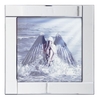 Square Mirror Picture Frame with Glittered Angel on Water Illustration - Silver
