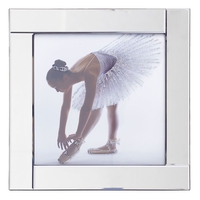 Square Mirror Picture Frame with Glittered Ballerina Illustration - Silver
