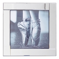 Square Mirror Picture Frame with Glittered Ballerina Shoes Illustration - Silver