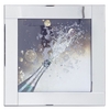 Square Mirror Picture Frame with Glittered Champagne Cork Pop Illustration - Silver