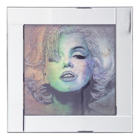 Square Mirror Picture Frame with Glittered Marilyn Monroe Illustration - Silver