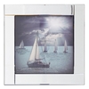 Square Mirror Picture Frame with Glittered Sailing Boats Illustration - Silver