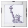 Square Mirror Picture Frame with Glittered Statue of Liberty Illustration - Silver