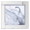 Square Mirror Picture Frame with Glittered Swan Illustration - Silver