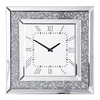 Square Mirrored Classic Face Clock - Chrome