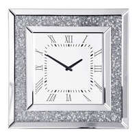 Square Mirrored Classic Face Clock - Chrome