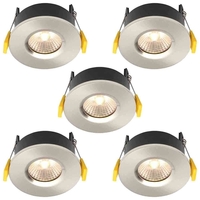 Stanley 5 Pack of Volta Recessed LED Fire Rated Downlighters - Satin Nickel