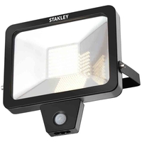 Stanley Lucerne Outdoor 30 Watt LED Flood Light with PIR Sensor - Cool White - Black
