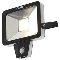 Stanley Lucerne Outdoor 50 Watt LED Flood Light with PIR Sensor - Warm White - Black