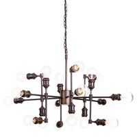 Steamer 18 Light Industrial Pipe Style Ceiling Pendant - Rust