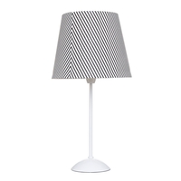 Stick Table Lamp with Diagonal Striped Shade - Black and White