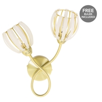Stripe 2 Arm Wall Light With Free Bulbs - Brushed Gold