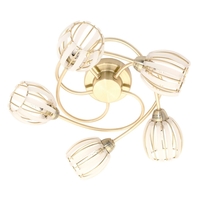 Stripe 5 Arm Semi Flush Ceiling Light - Brushed Gold