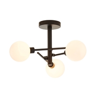 Supa 3 Light Stick Semi Flush Ceiling Light - Black