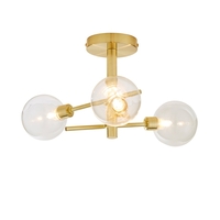 Supa 3 Light Stick Semi Flush Ceiling Light - Satin Brass