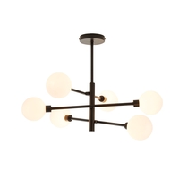 Supa 6 Light Stick Semi Flush Ceiling Light - Black