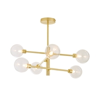 Supa 6 Light Stick Semi Flush Ceiling Light - Satin Brass