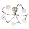 Swirly 5 Light Ceiling Light with Alabaster Shades - Antique Brass