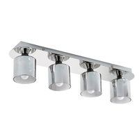 Sylvia 4 Light Bathroom Ceiling Spotlight Bar with Smoked Shades - Chrome