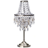Table Lamp with Crystal Effect Droplet Shade 1 Light Antique Brass
