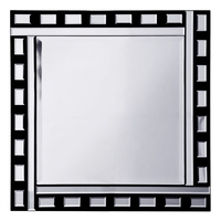 Thick and Thin Square Mirror with Rectangular Tiles - Black & Silver
