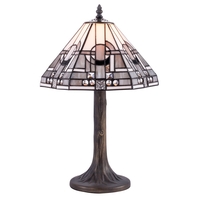 Tiffany by Tiff 1 Light 30cm Art Deco Table Lamp - Antique Brass