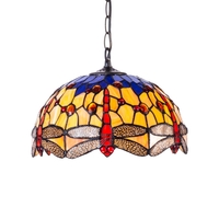 Tiffany by Tiff 1 Light 30cm Dragonfly Ceiling Pendant - Antique Brass