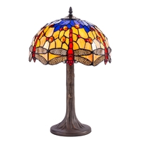 Tiffany by Tiff 1 Light 30cm Dragonfly Table Lamp - Antique Brass
